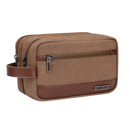 WITZMAN Canvas Toiletry Bag for Men Hanging Dopp Kit Organizer Water-resistant Travel Toiletries bag Men Bathroom Bag with Wet Pocket(A8001)