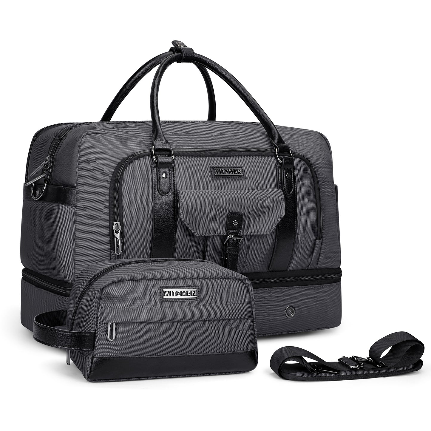 WITZMAN Weekender Bags for Men Women Carry On Duffle Overnight Bag with Toiletry Bag Sets Travel Duffel Bag Shoes Compartment（B694）