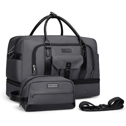 WITZMAN Weekender Bags for Men Women Carry On Duffle Overnight Bag with Toiletry Bag Sets Travel Duffel Bag Shoes Compartment（B694）
