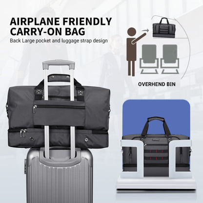 WITZMAN Travel Duffle Bags for Men Weekender Bags with Toiletry Bag Sets Carry On Overnight Bag 55L（B696 ）
