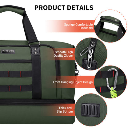 WITZMAN Travel Duffle Bags for Men Weekender Bags with Toiletry Bag Sets Carry On Overnight Bag 55L（B696 ）