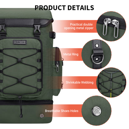 WITZMAN Travel Backpack for Men Women Carry on Bags for Airline Approved Convertible Duffle Luggage Backpack Shoe Compartment（B691 ）