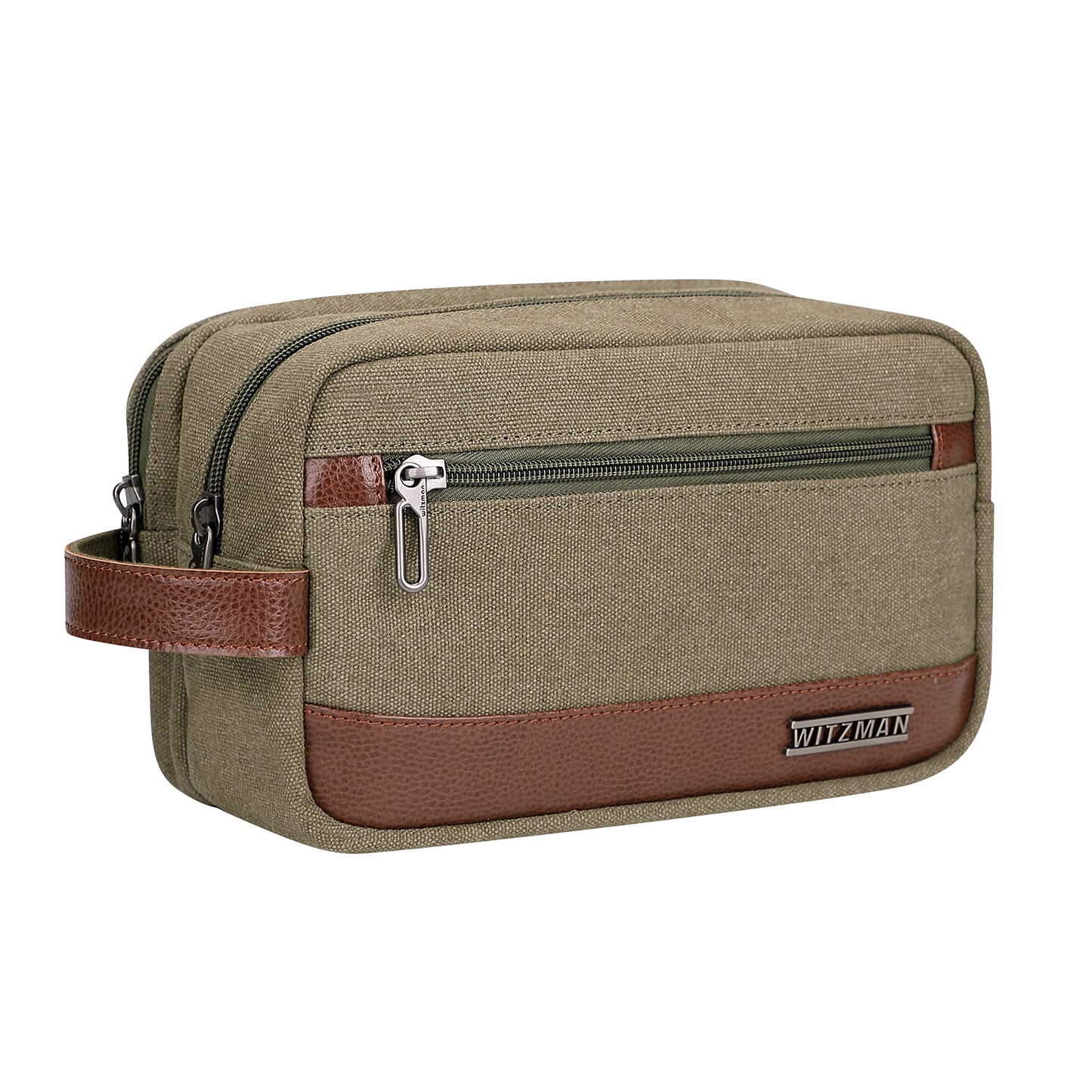 WITZMAN Canvas Toiletry Bag for Men Hanging Dopp Kit Organizer Water-resistant Travel Toiletries bag Men Bathroom Bag with Wet Pocket(A8001)