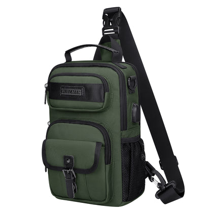 WITZMAN Sling Bag for Men Convertible Travel Sling Backpack USB Charging Port Lightweight Crossbody Bags Casual Daypack（B698）