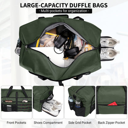 WITZMAN Foldable Duffle Bag for Travel 65L Lightweight Packable Duffel Bag with Shoes Compartment Overnight Bag for Men Women (B697)