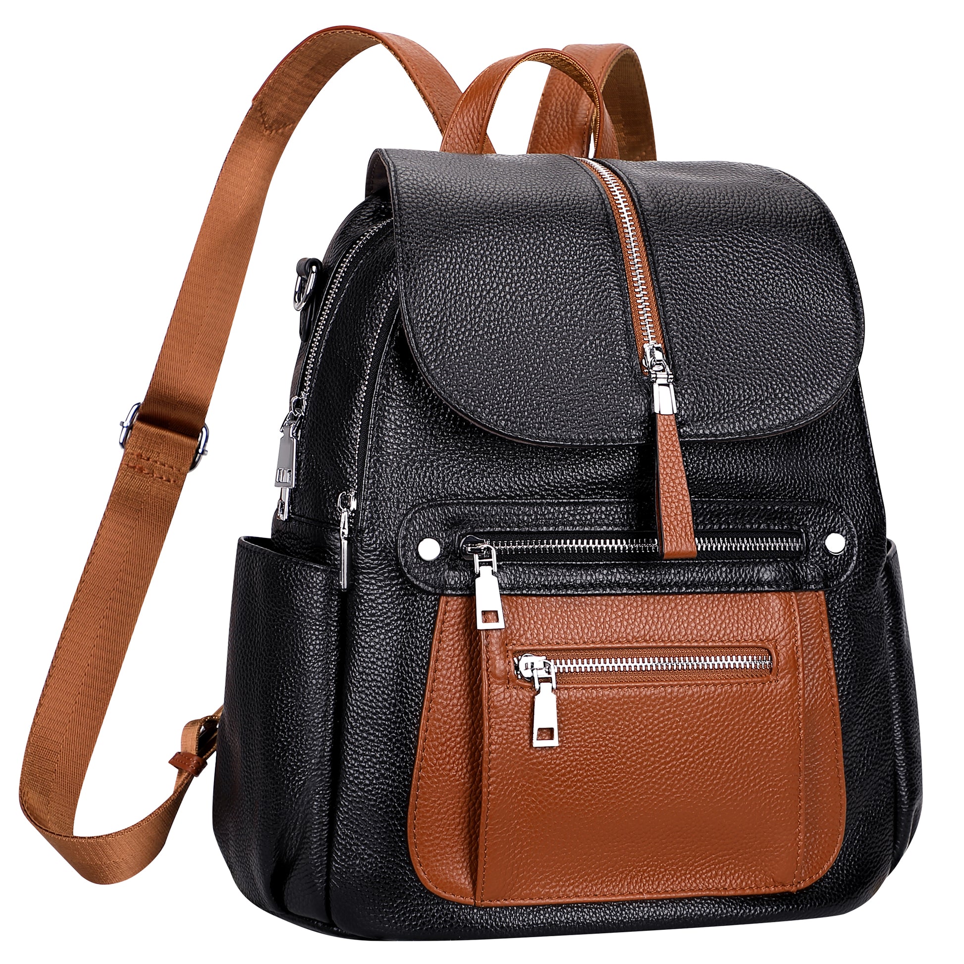 casual purse fashion school leather backpack ALTOSY Leather Backpack Purse for Women Fashion Casual Handbag with Multi Pockets and Flap