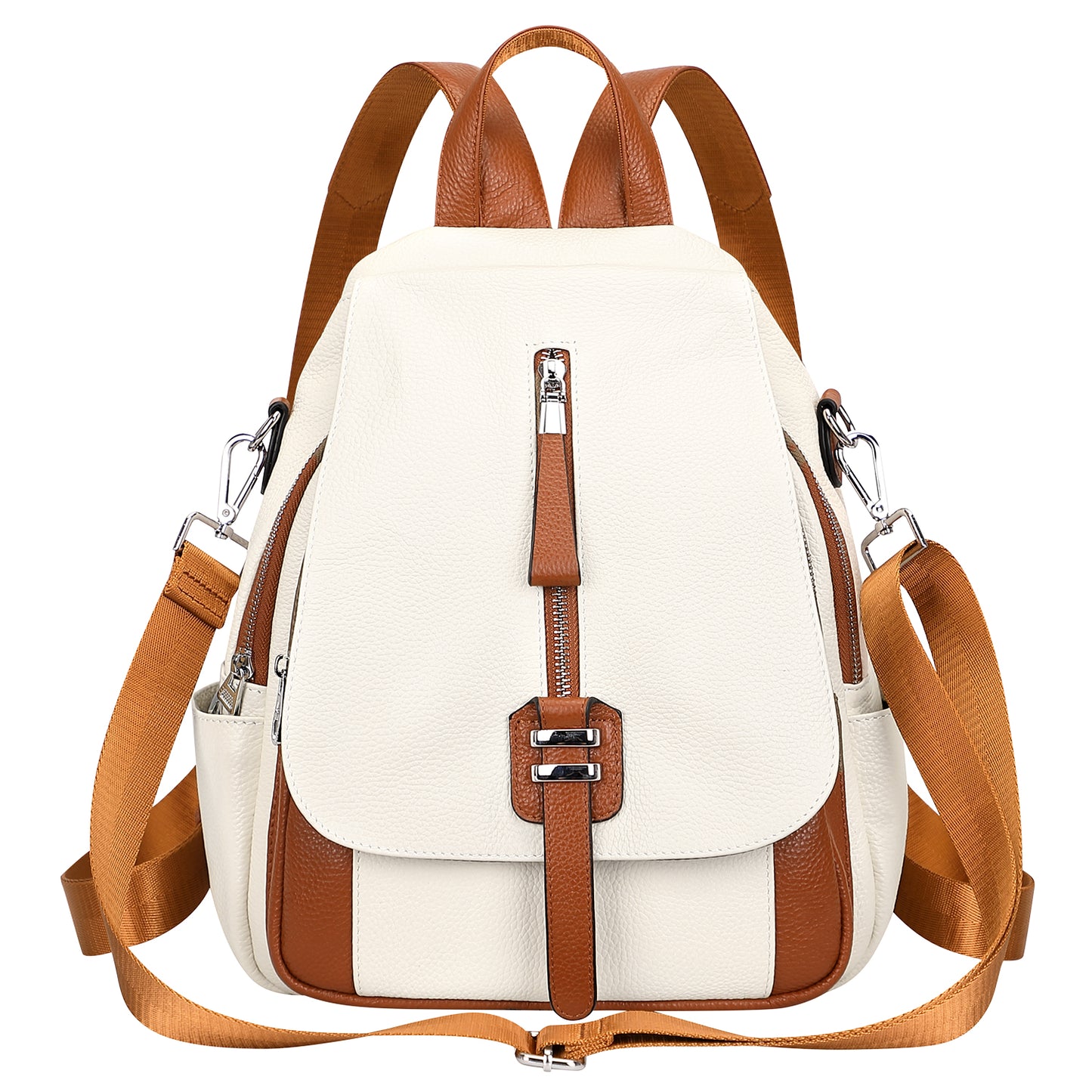 amazon.com leather backpacks ALTOSY Genuine Leather Backpack Purse for Women Convertible Crossbody Shoulder Bag with Buckle Flap