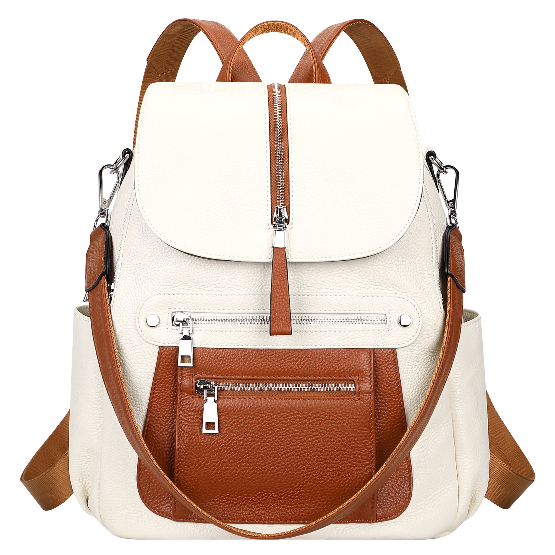 ALTOSY Leather Backpack Purse for Women Fashion Casual Handbag with Multi Pockets and Flap