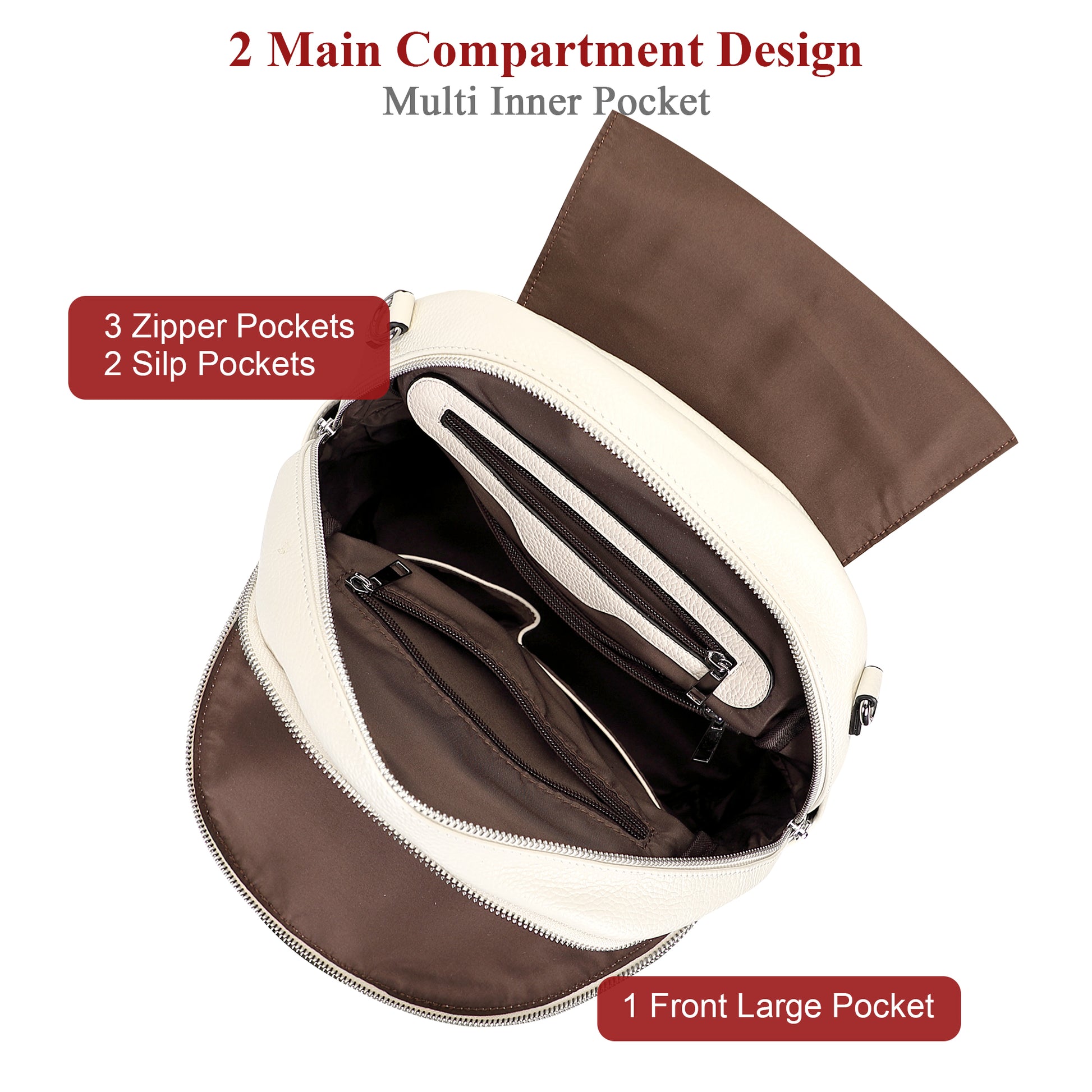 ALTOSY Leather Backpack Purse for Women Fashion Casual Handbag with Multi Pockets and Flap