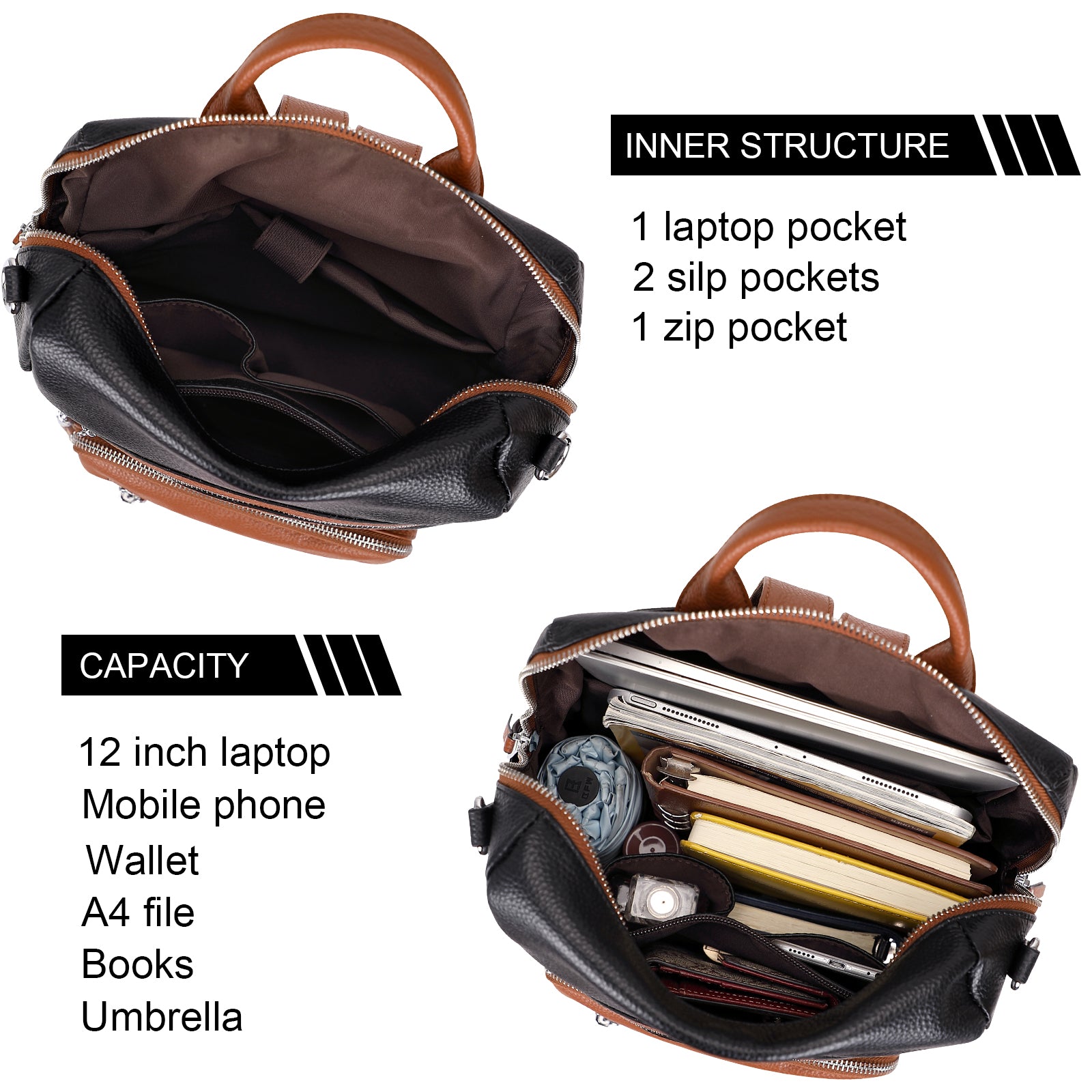 ALTOSY Genuine Leather Backpack Purse for Women Large Shoulder Bag With Laptop Compartment Multiple Pockets ALTOSY Genuine Leather Backpack Purse for Women Large Shoulder Bag With Laptop Compartment Multiple Pockets