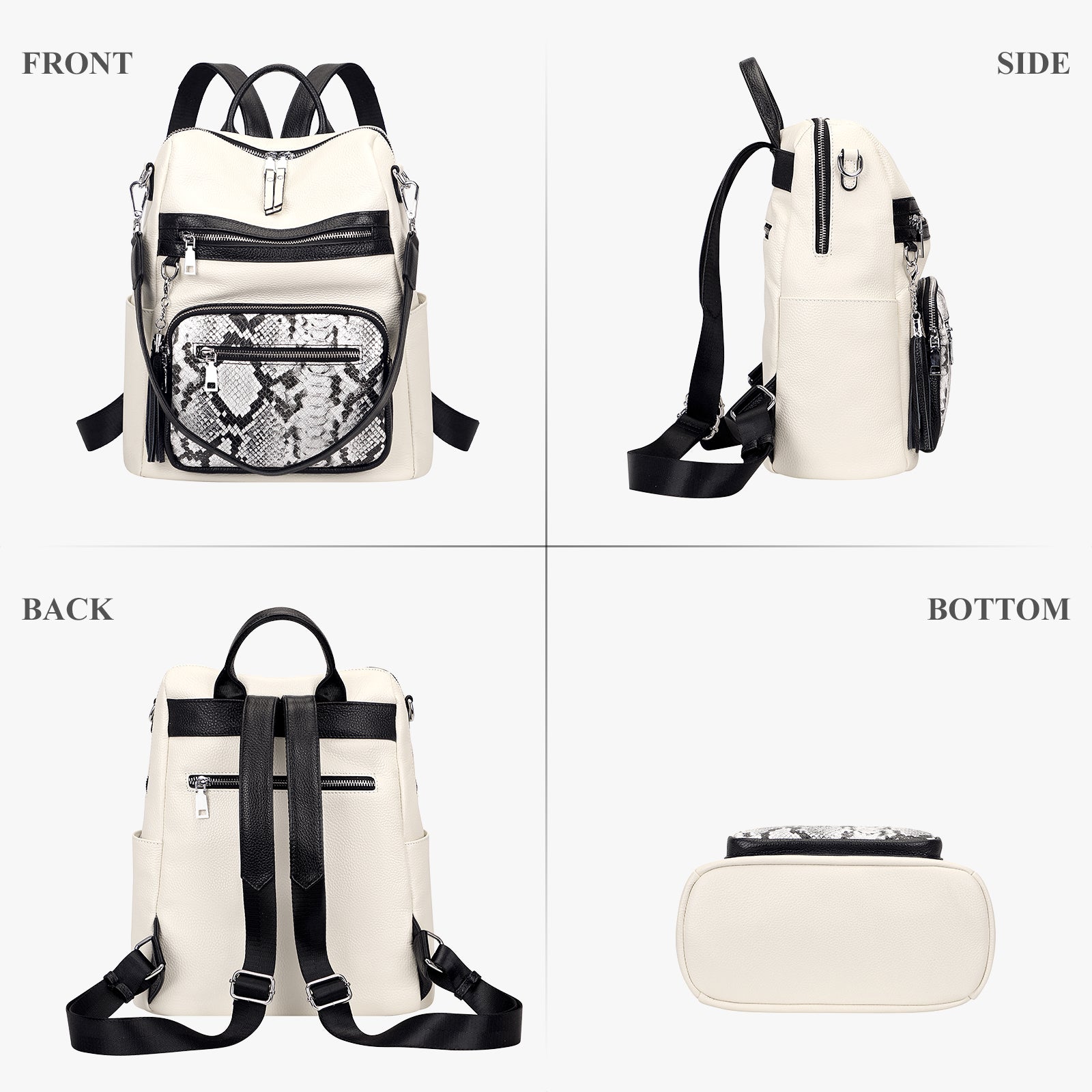 backpacks with leather bottoms ALTOSY Genuine Leather Backpack Purse for Women Large Shoulder Bag With Laptop Compartment Multiple Pockets