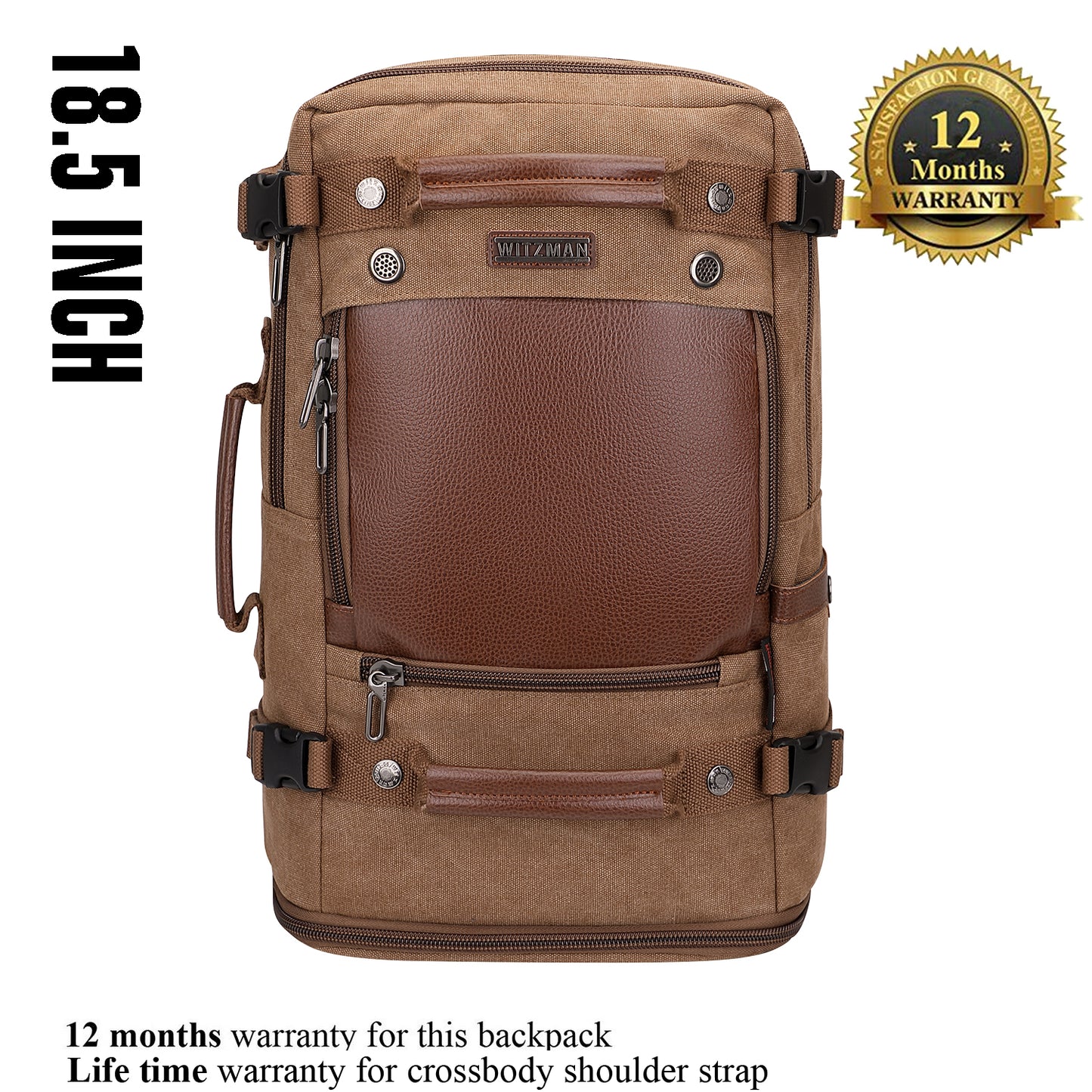 WITZMAN Canvas Travel Backpack 18.5 INCH
