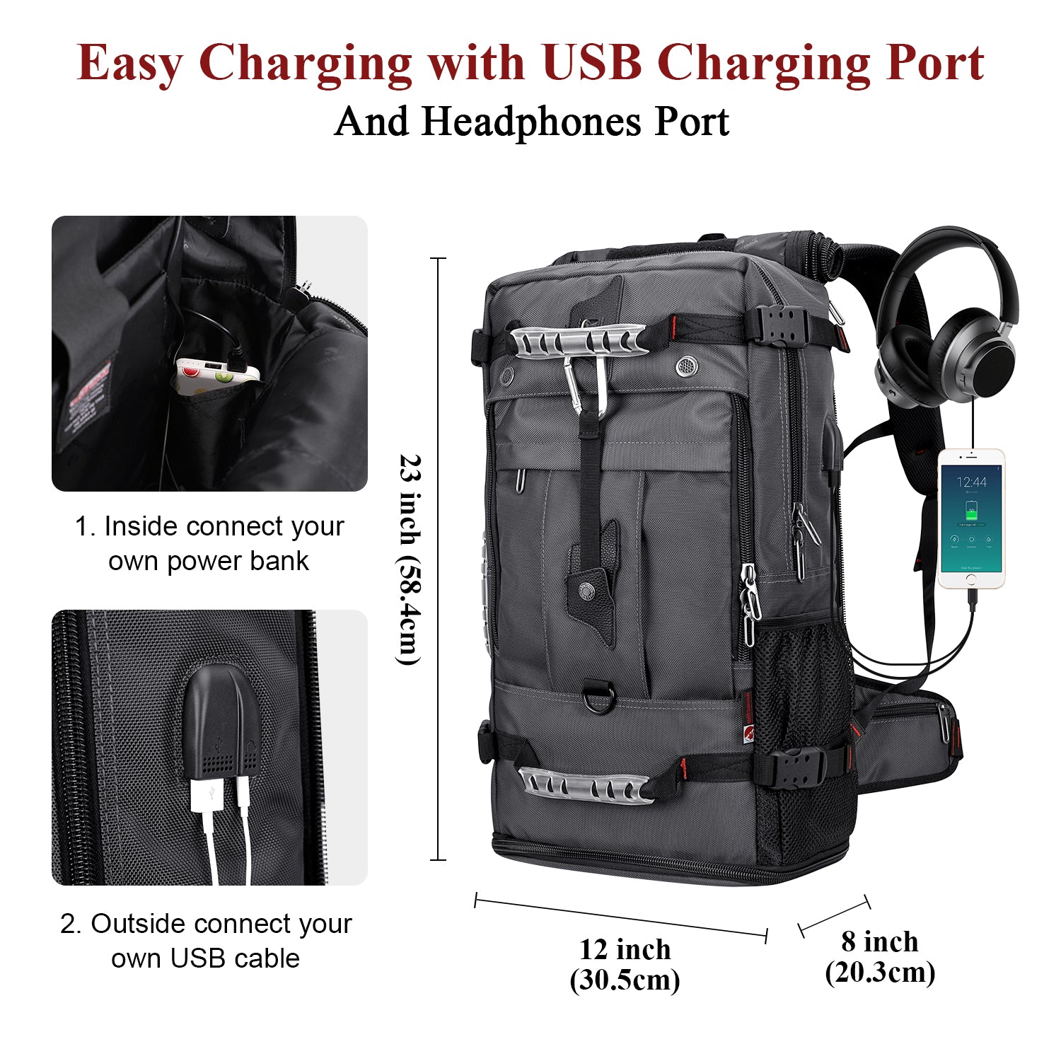 backpack travel bag usb port WITZMAN Travel Backpack with USB Charging Port Convertible Duffle Bag Fit 17 Inch Laptop Carry On Bags for Airplanes for Men and Women – ALTOSY