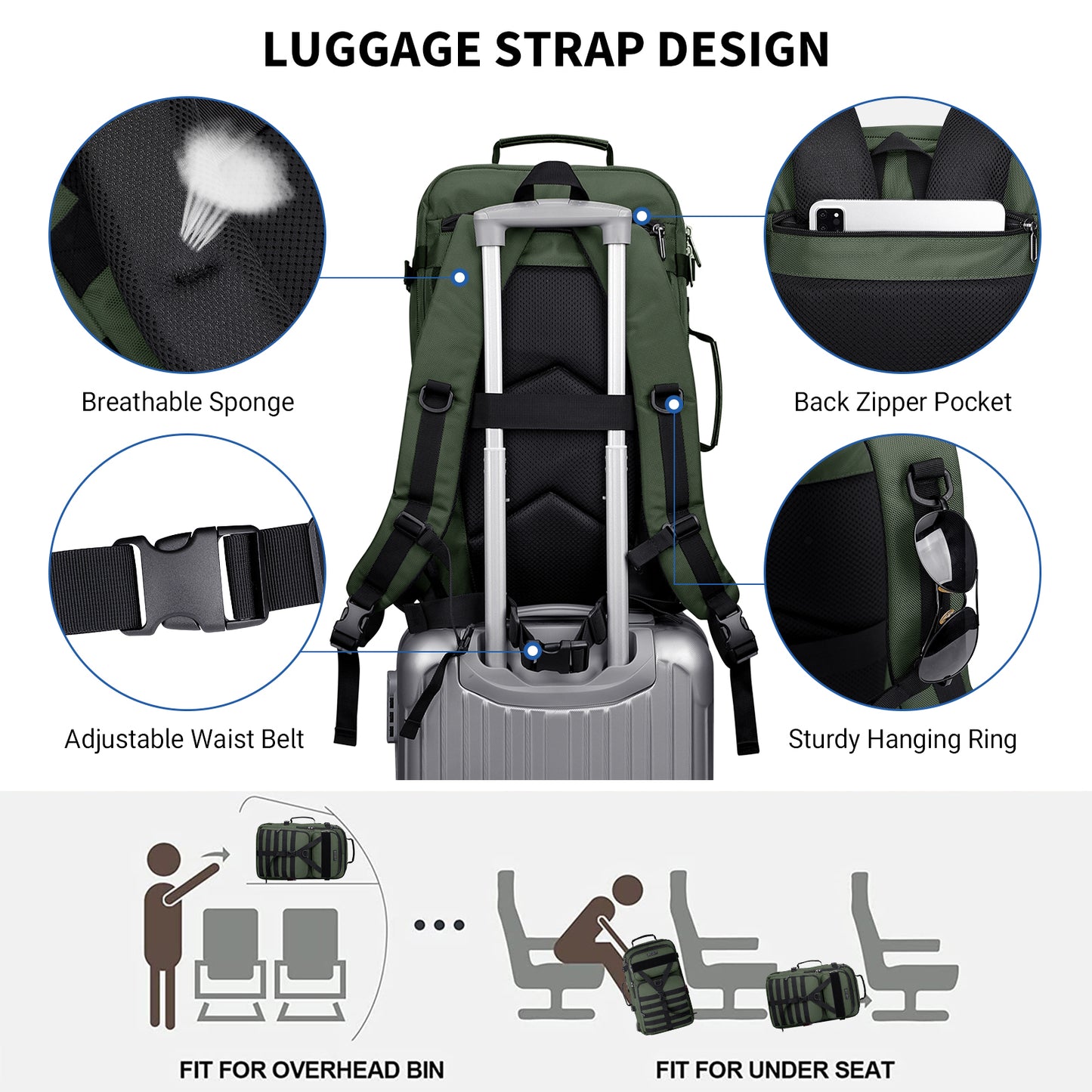 WITZMAN Carry On Travel Backpack (B688)