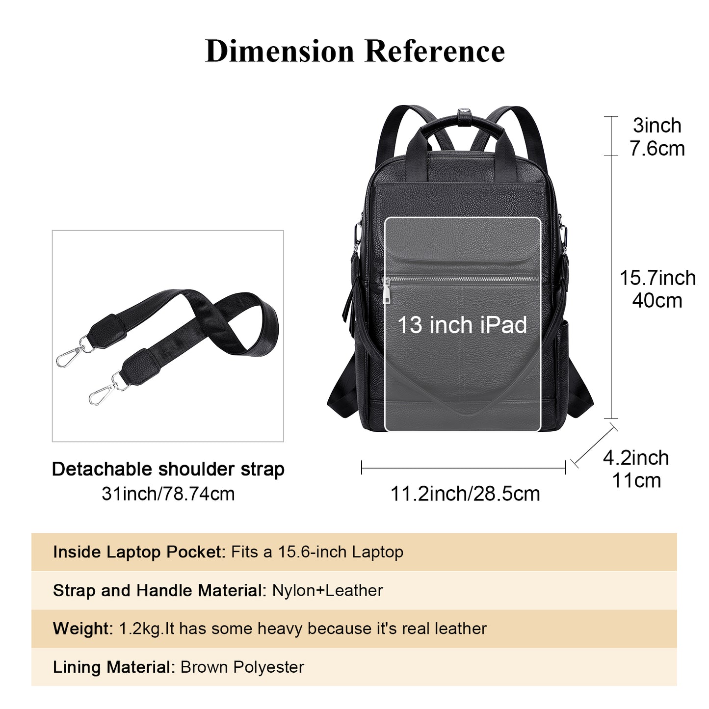 ALTOSY Leather Laptop Backpack Large
