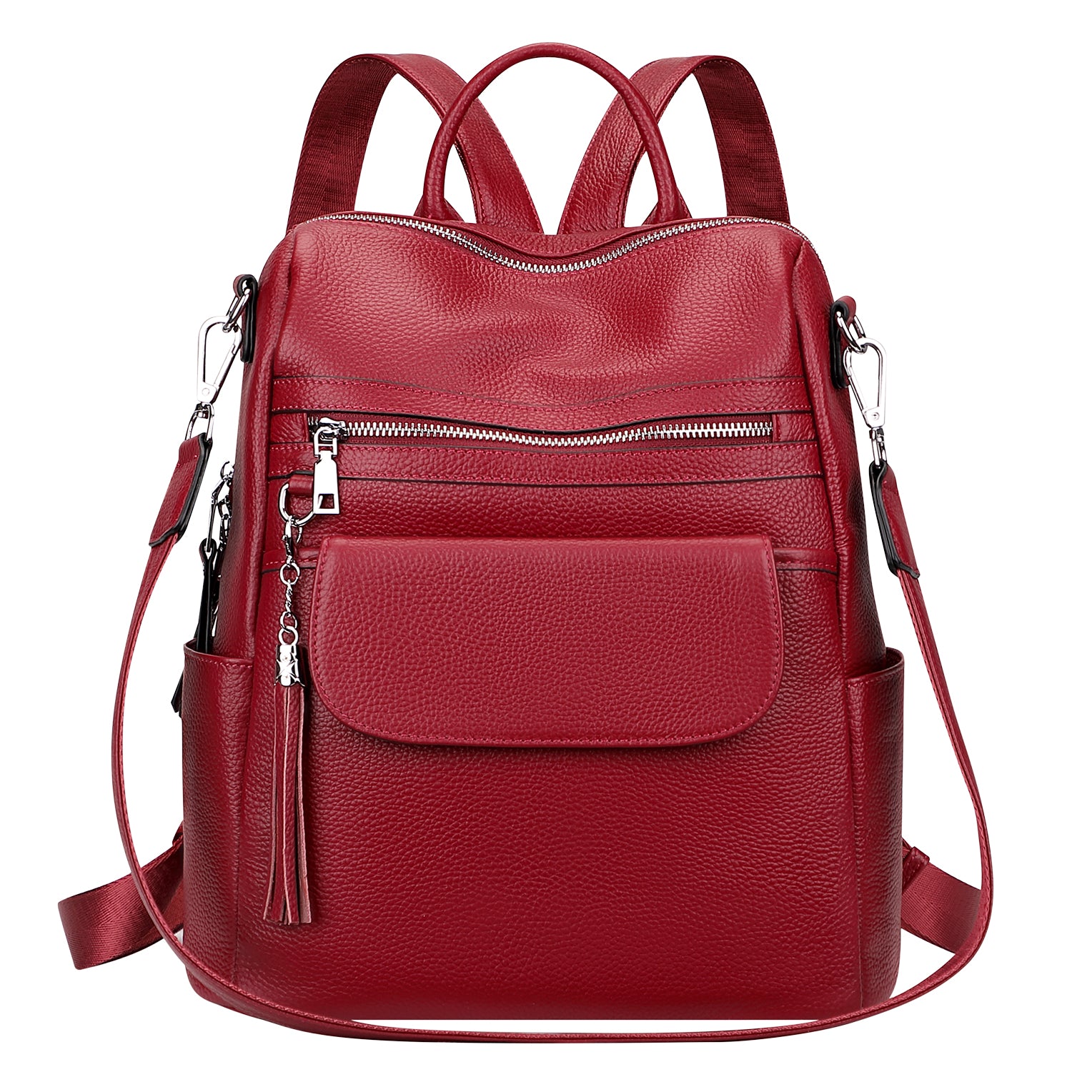ALTOSY Genuine Leather Backpack Purse for Women Large Convertible Shoulder bag  Ladies Crossdody Bag with Tassel