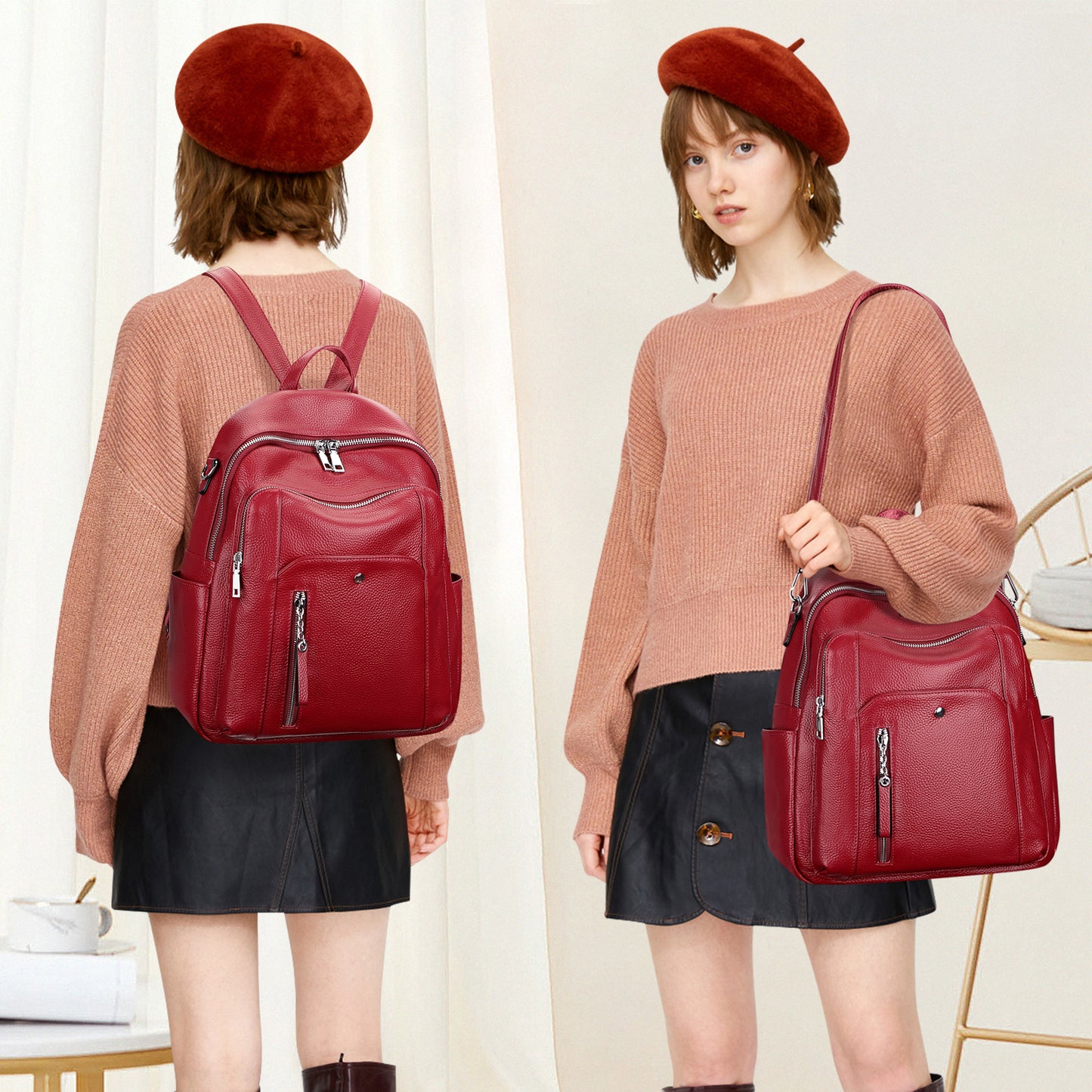 ALTOSY Fashion Leather Backpack