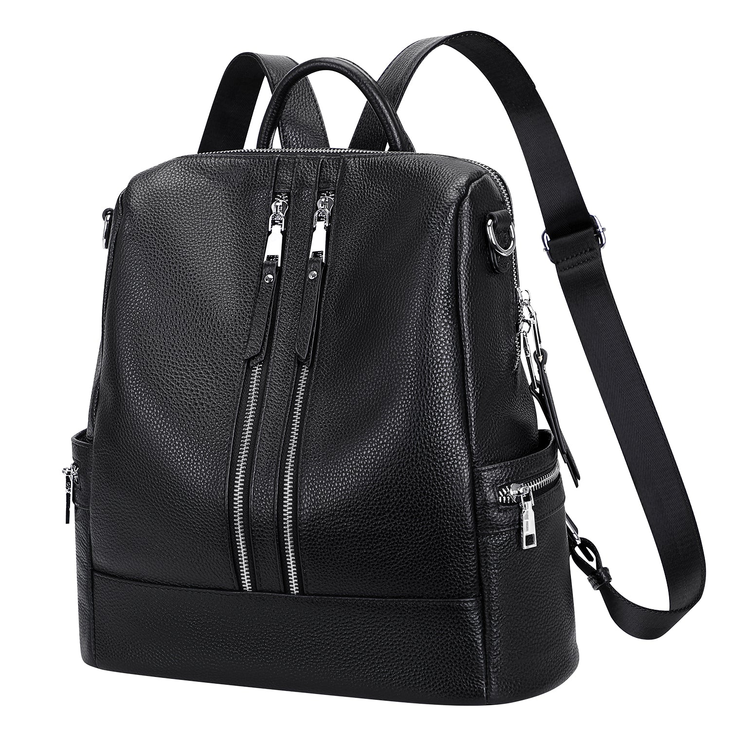 amazon black leather backpack purse ALTOSY Genuine Leather Backpack Purse for Women Convertible Shoulder Bag Crossbody Bag with Laptop Compartment