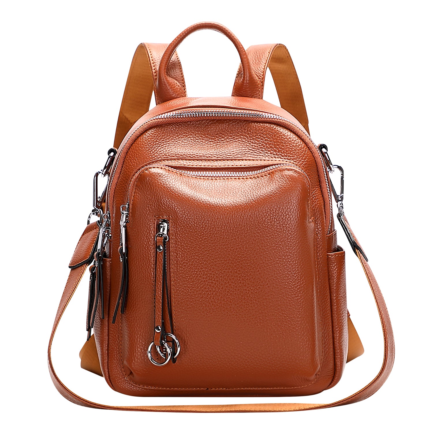 Women Fashion Genuine Leather Travel Convertible Backpack Purse W/Cellphone  Pocket