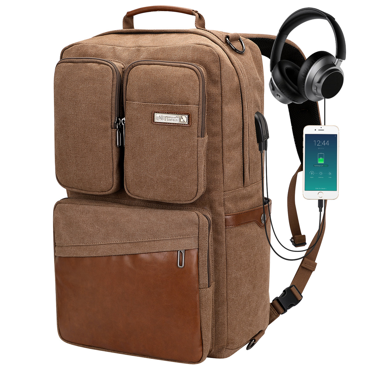 Bohemian Laptop Backpack 15.6 Inch USB Charging Port Travel Canvas Striped Bag Amazon.com: Kinmac Waterproof Laptop Backpack For Laptop Up  main image 2