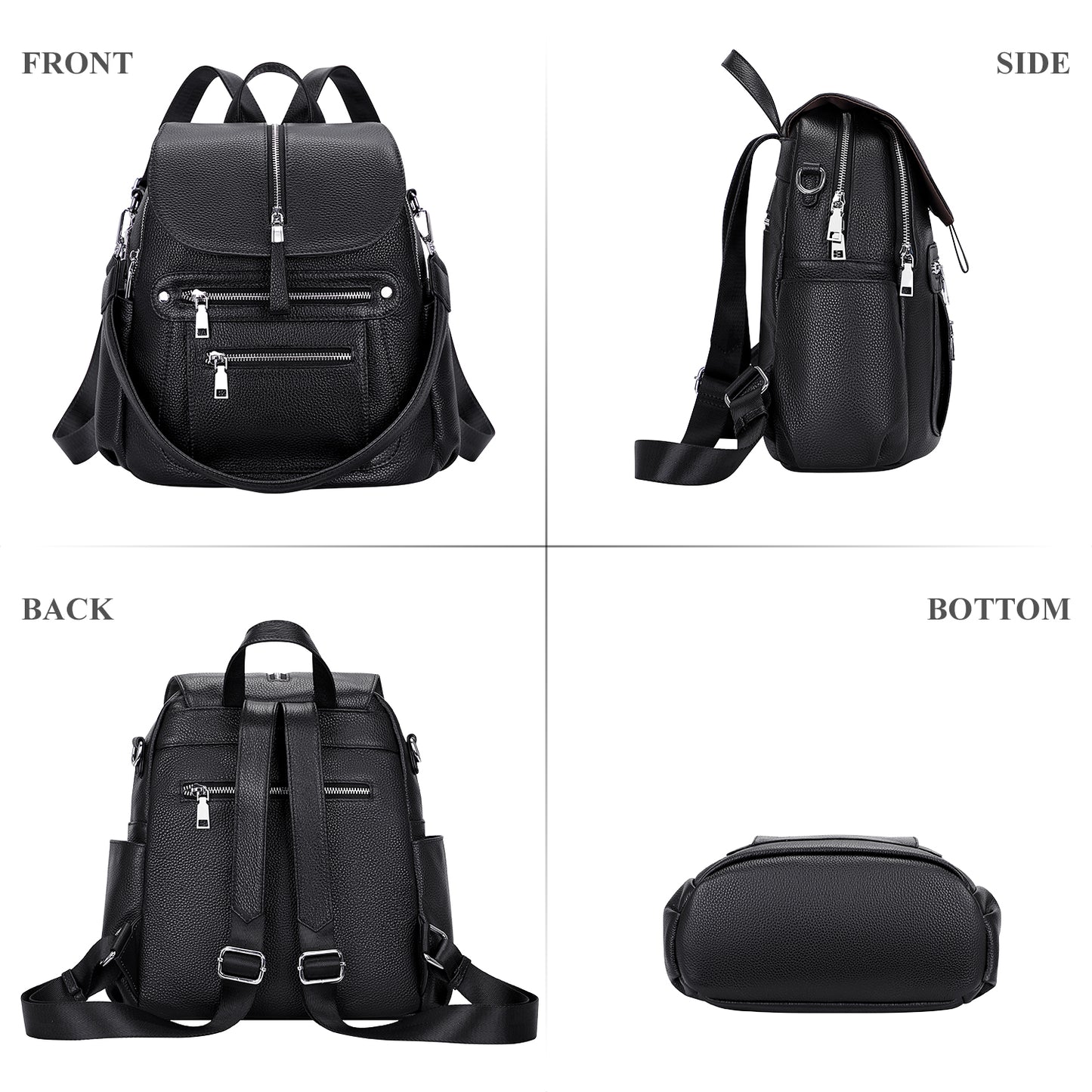 ALTOSY Women Leather Backpack with Flap