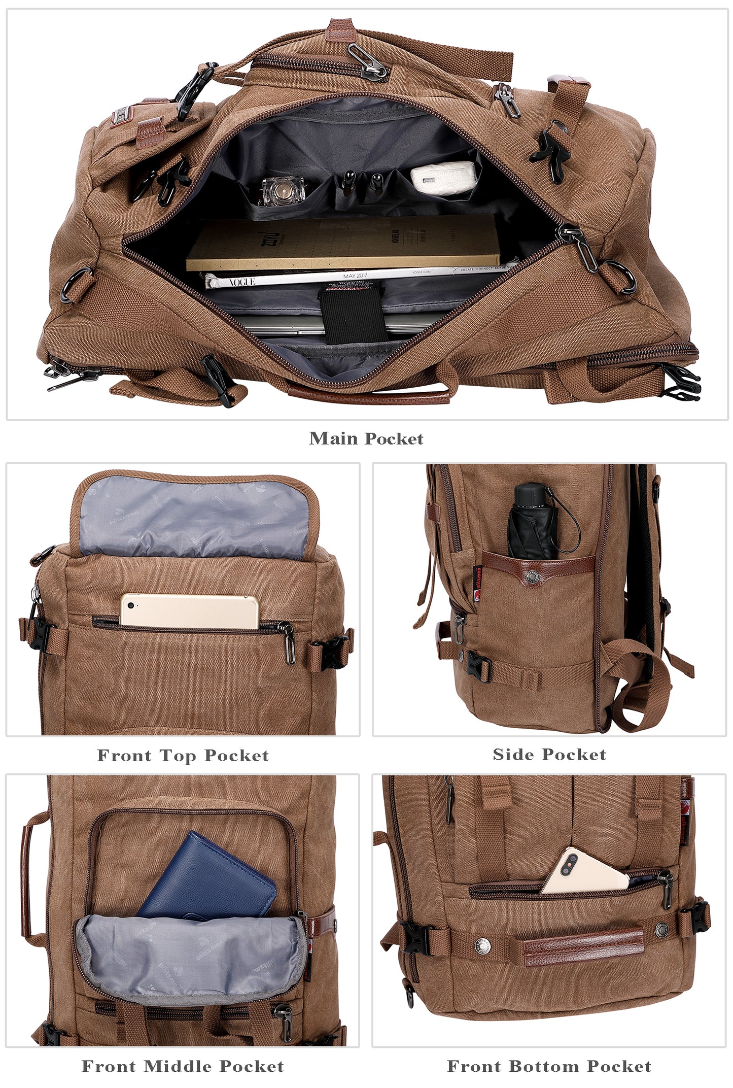 WITZMAN Canvas Laptop Backpack
