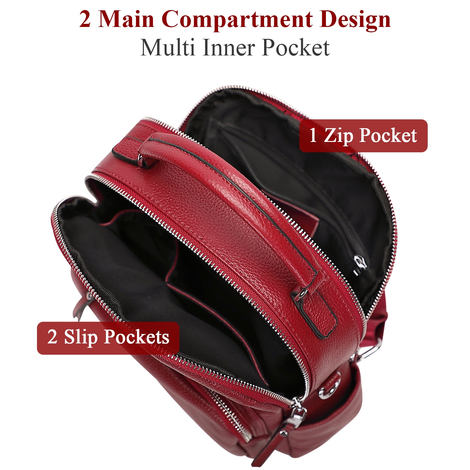 ALTOSY Genuine Leather Backpack for Women Small Convertible