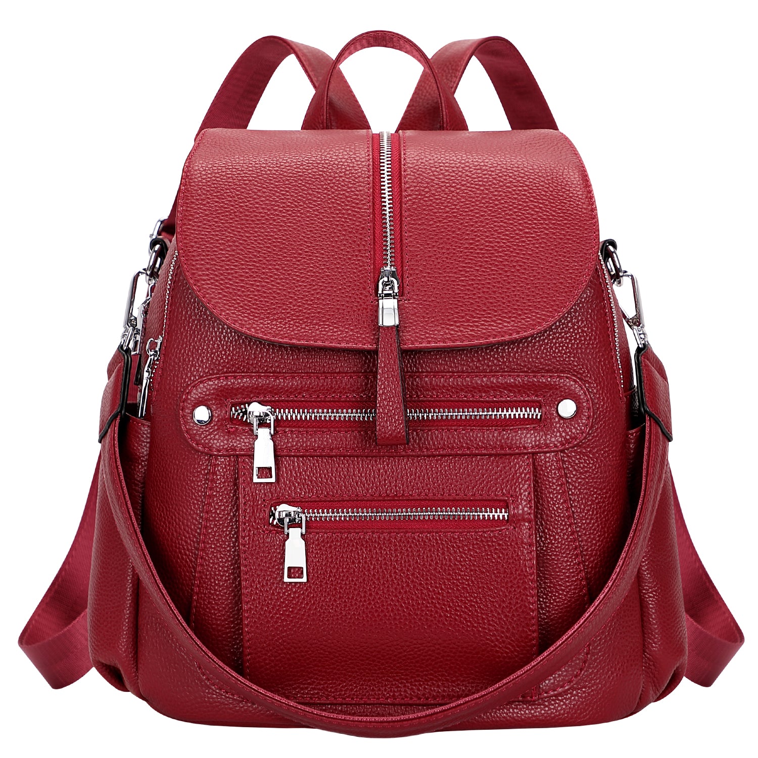 ALTOSY Leather Backpack Purse for Women Fashion Casual Handbag with Multi Pockets and Flap