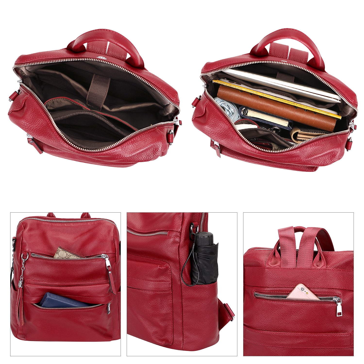 backpack multifunction leather Genuine Leather Backpack Purse for Women Convertible Shoulder bag Soft Crossdody Bag with Laptop Compartment Large – ALTOSY