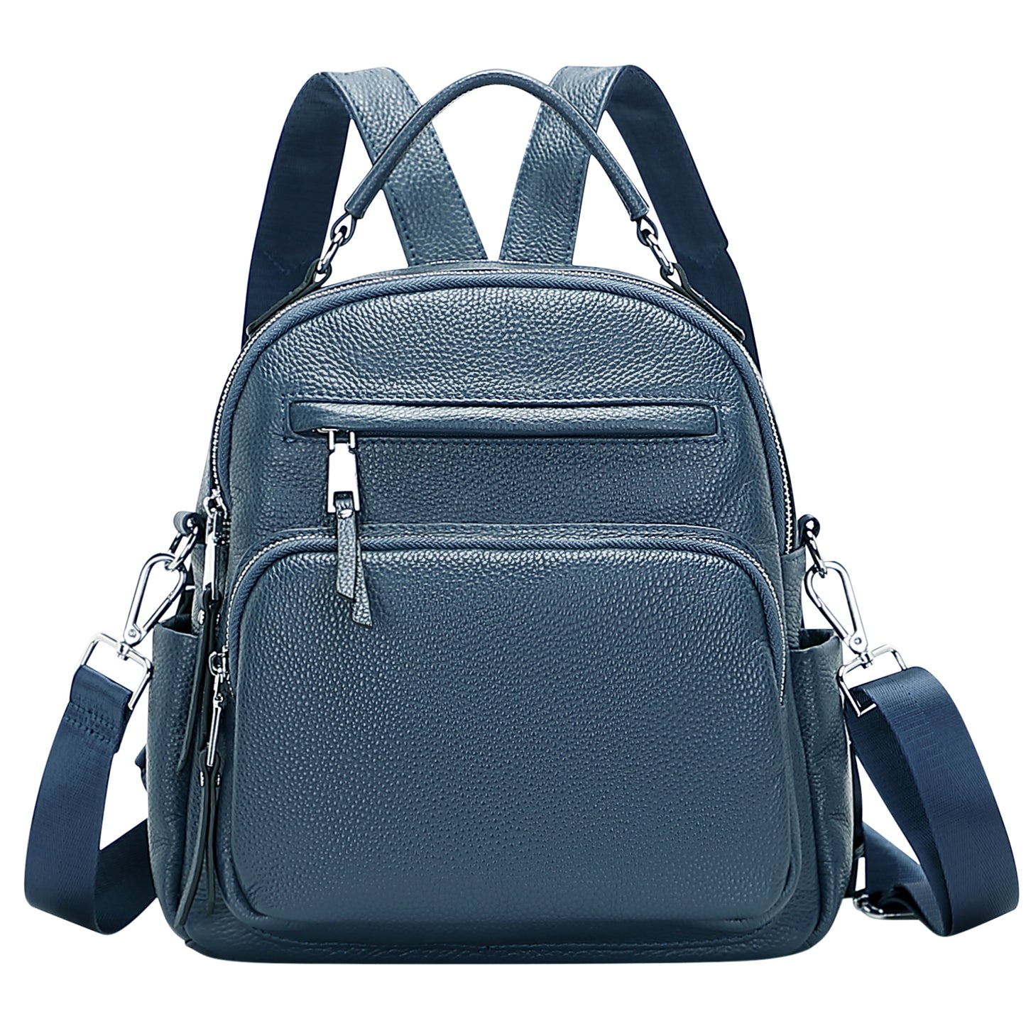 Convertible Italian Leather Backpack Tote Navy