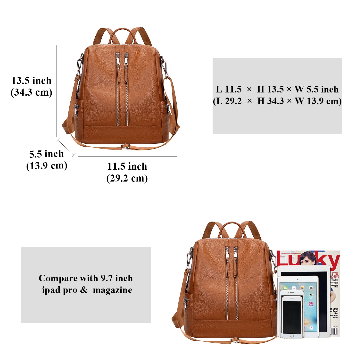 boyatu genuine leather backpack ALTOSY Genuine Leather Backpack Purse for Women Convertible Shoulder Bag Crossbody Bag with Laptop Compartment