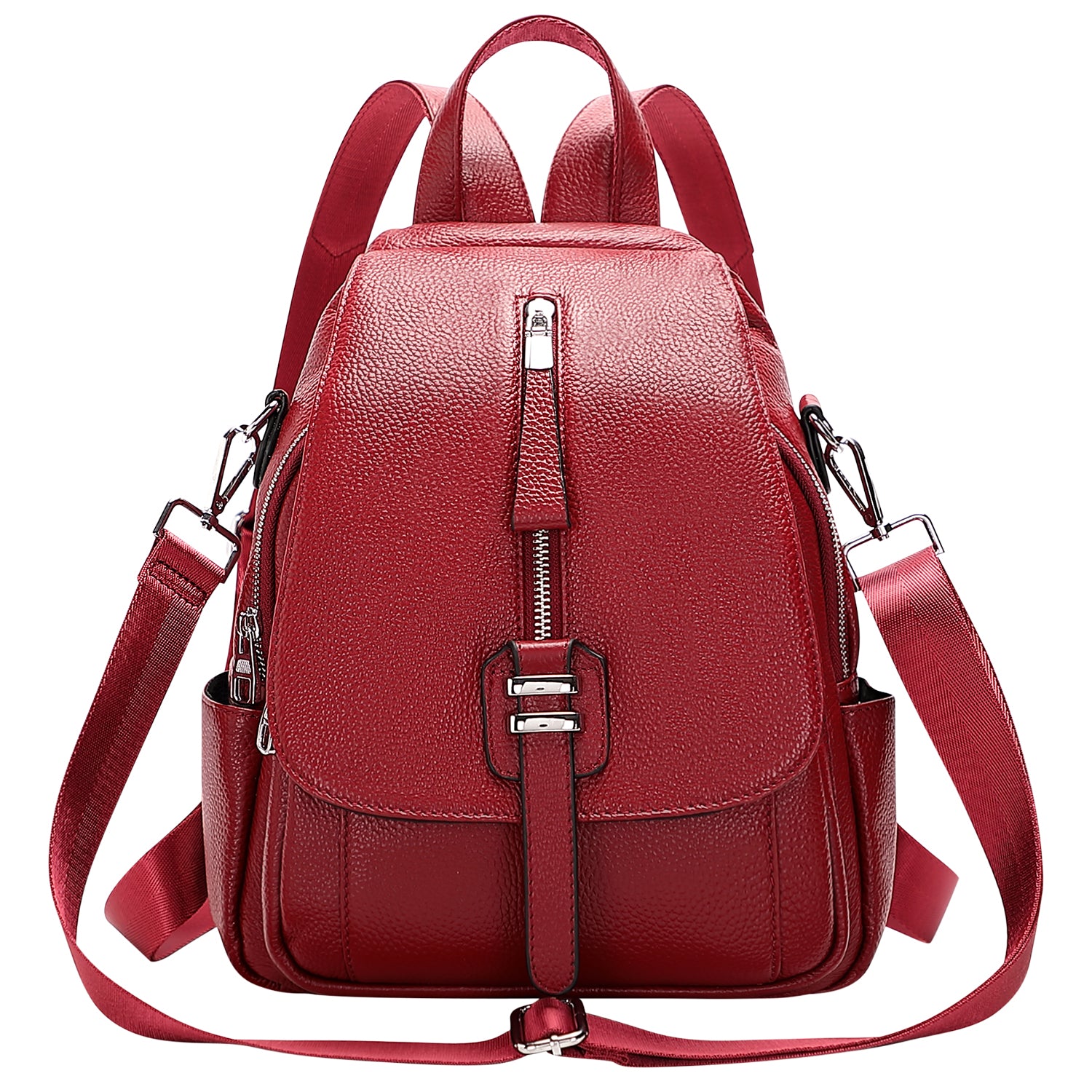 cute red leather backpack purse cheap ALTOSY Genuine Leather Backpack Purse for Women Convertible Crossbody Shoulder Bag with Buckle Flap