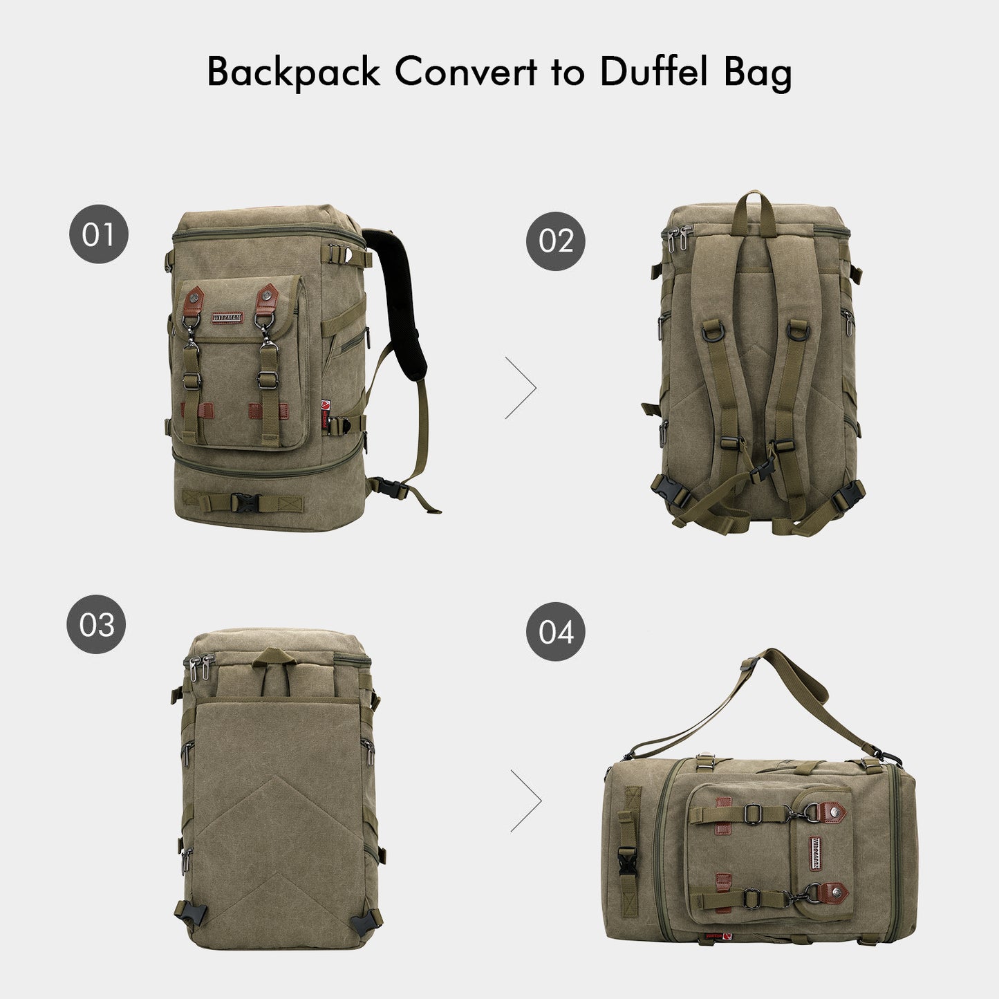WITZMAN Canvas Travel Laptop Backpack