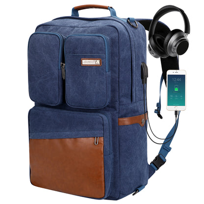 WITZMAN Canvas Backpack with USB Port