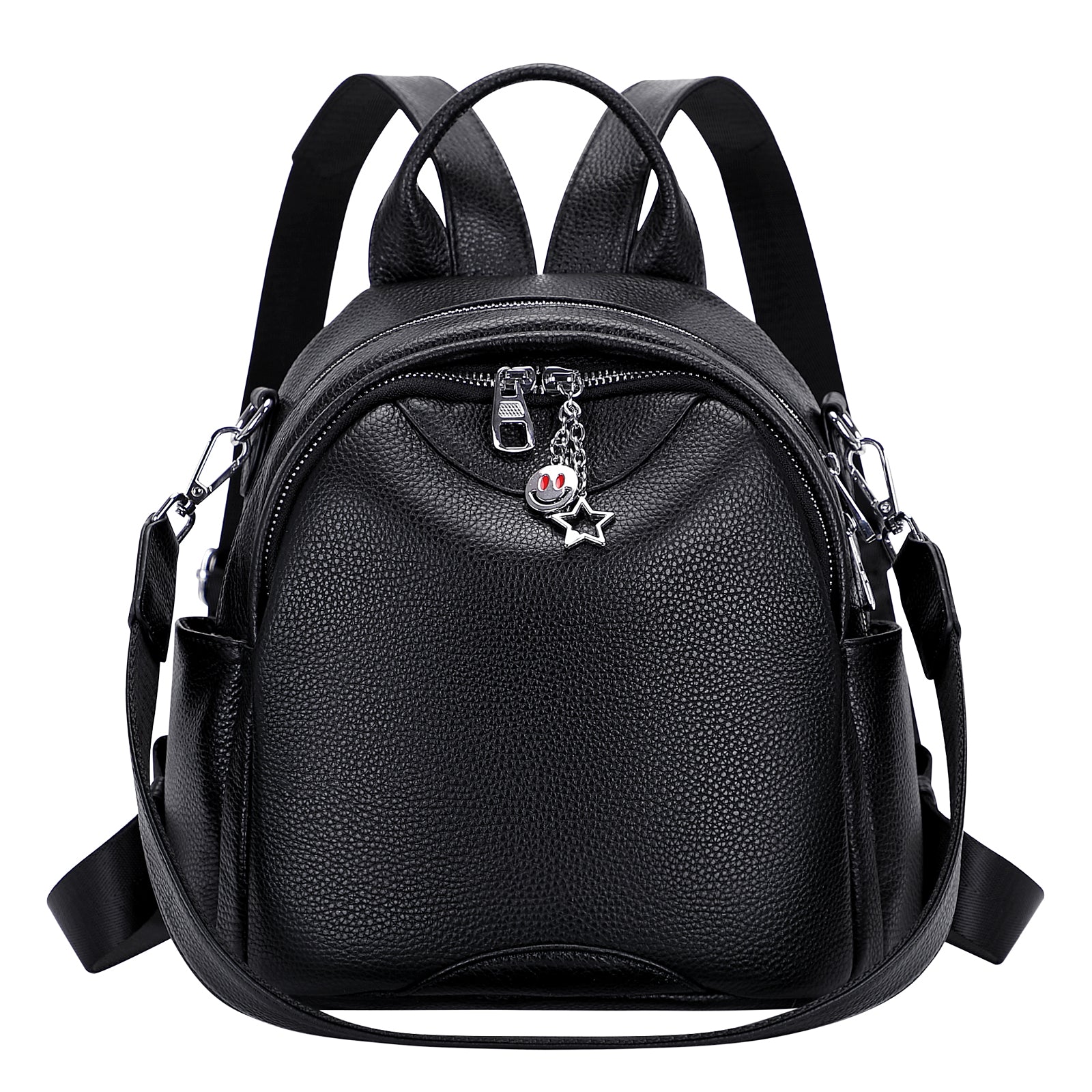 black leather nylon backpack purse Mini Backpack PurseSoft Genuine Leather Backpack for Women Small  Convertible Backpack Purse Shoulder Bag for Ladies – ALTOSY